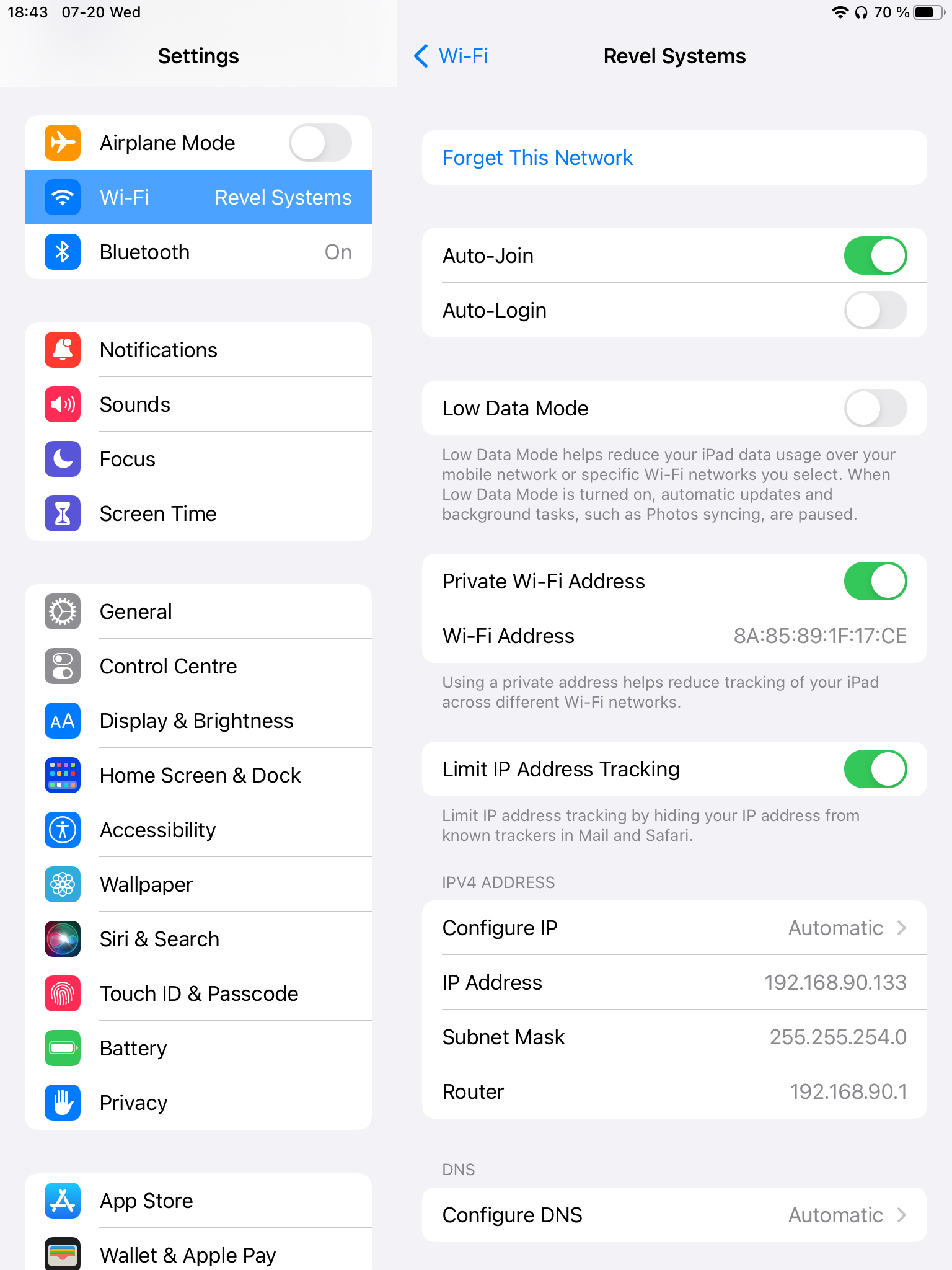 Setting iPad (POS, KDS and CDS) to a Static IP Address