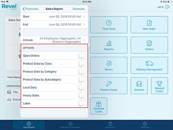 Viewing Reports on the Point of Sale